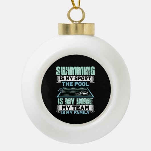 Funny Swimming Quote Keramische Bal Ornament (Voorkant)