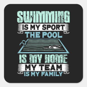 Funny Swimming Quote Vierkante Sticker