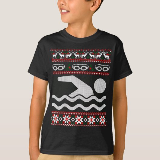 Funny Swimming Ugly KerstSweater T-shirt (Voorkant)