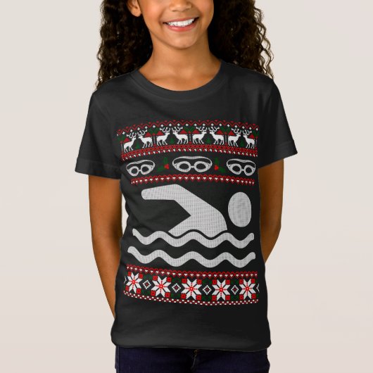 Funny Swimming Ugly KerstSweater T-shirt (Voorkant)