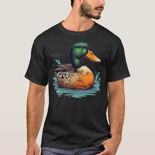 Funny swimming wild Duck for Mallard Bird Lovers T-shirt (Voorkant)