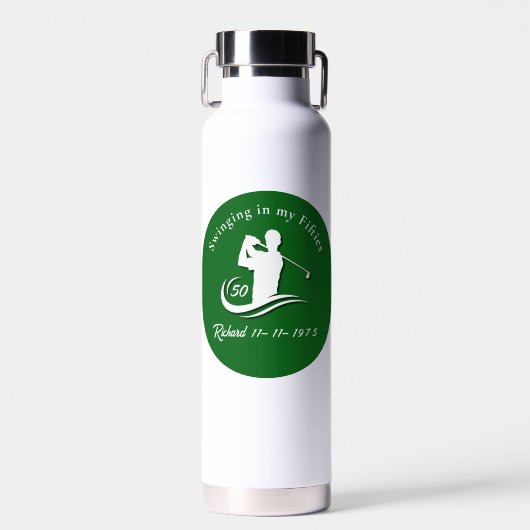 Funny Swinging In My Fifties Modern Golf Player Waterfles (Voorkant)