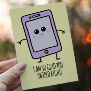 Funny Swipe Right Kawaii Phone Valentijnsdag Feestdagen Kaart