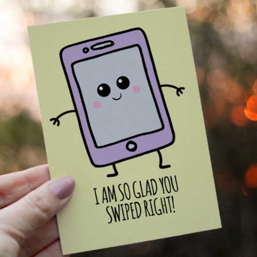 Funny Swipe Right Kawaii Phone Valentijnsdag Feestdagen Kaart