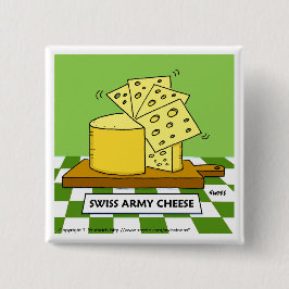 Funny Swiss Army Cheese Cartoon Button