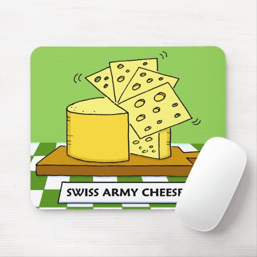 Funny Swiss Army Cheese Cartoon Muismat (Met muis)