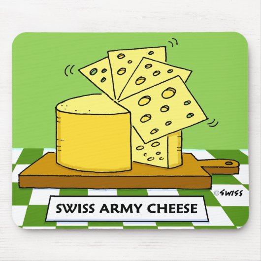 Funny Swiss Army Cheese Cartoon Muismat (Voorkant)