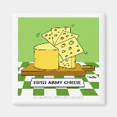 Funny Swiss Cheese Cartoon Art Army Knife Humor Magneet (Voorkant)