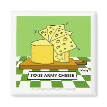 Funny Swiss Cheese Cartoon Art Army Knife Humor