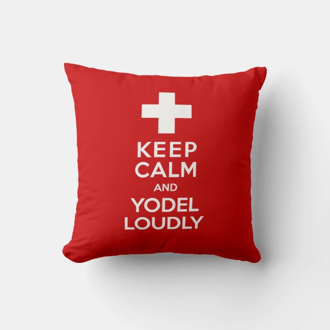 Funny Swiss Pillow - Keep Calm en Yodel Louly Kussen (Voorkant)