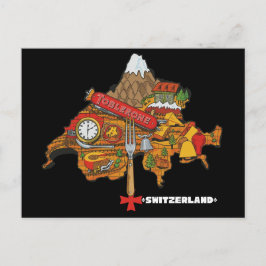 Funny Switzerland Souvenir Toblerone Swiss Map Briefkaart