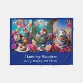 Funny Syrian Hamsters Tea Party Gepersonaliseerd Fleece Deken (Voorkant (Horizontaal))