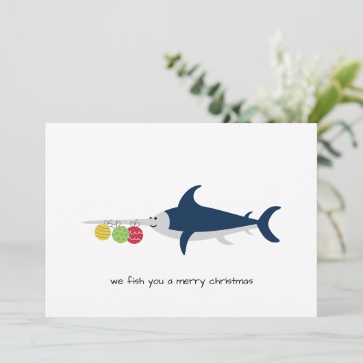 Funny Szwaardvis kerstKaart (Staand voorkant)