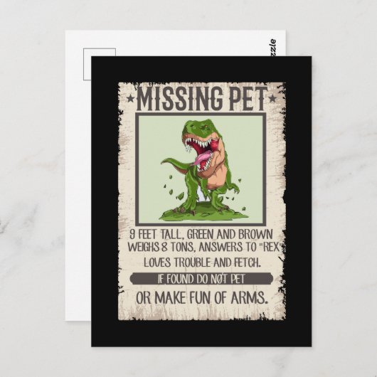 Funny T-Rex Dino Pet Dinosaur Joke Briefkaart (Voorkant / Achterkant)