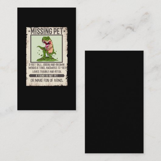 Funny T-Rex Dino Pet Dinosaur Joke Visitekaartje (Voorkant / Achterkant)