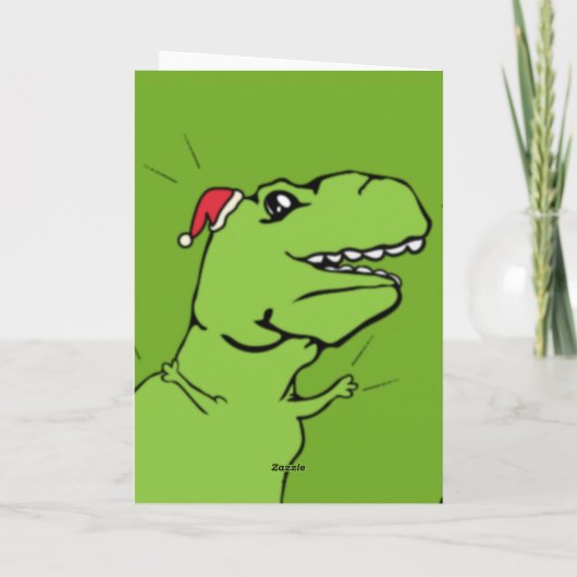 Funny T-Rex Dinosaur Asteroid Folded Holiday Kaart (Achterkant)
