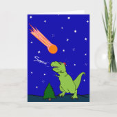 Funny T-Rex Dinosaur Asteroid Folded Holiday Kaart (Voorkant)