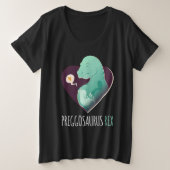 Funny T Rex Dinosaur Baby Zwangerschap Preggosauru Grote Maat T-shirt (Design voorkant)
