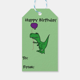 Funny T-rex Dinosaur Birthday Gift Label Cadeaulabel