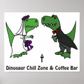 Funny T-rex Dinosaur Bride en Groom Poster (Voorkant)
