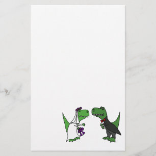 Funny T-rex Dinosaur Bride en Groom Wedding Art Briefpapier