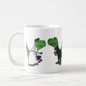 Funny T-rex Dinosaur Bride en Groom Wedding Art Koffiemok (Links)