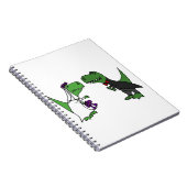 Funny T-rex Dinosaur Bride en Groom Wedding Art Notitieboek (Rechterzijde)