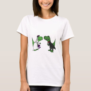 Funny T-rex Dinosaur Bride en Groom Wedding Art T-shirt