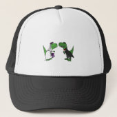 Funny T-rex Dinosaur Bride en Groom Wedding Art Trucker Pet (Voorkant)