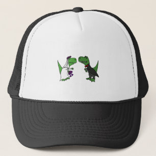 Funny T-rex Dinosaur Bride en Groom Wedding Art Trucker Pet