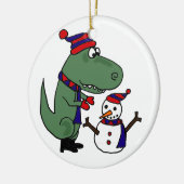 Funny T-Rex Dinosaur Building Snowman Keramisch Ornament (Links)