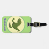 Funny t rex dinosaur cartoon bagagelabel (Voorkant horizontaal)