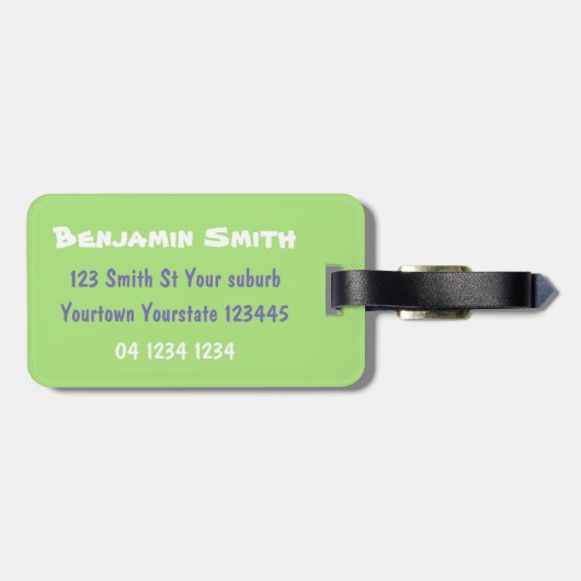 Funny t rex dinosaur cartoon bagagelabel (Achterkant horizontaal)