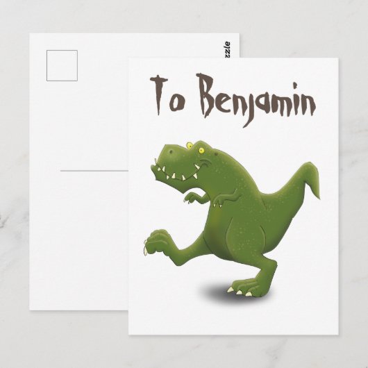 Funny t rex dinosaur cartoon briefkaart (Voorkant / Achterkant)