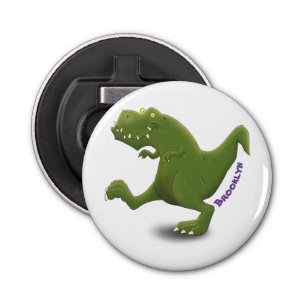 Funny T rex dinosaur cartoon humor Button Flesopener