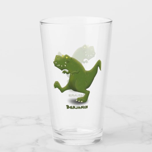 Funny T rex dinosaur cartoon humor Glas (Voorkant)