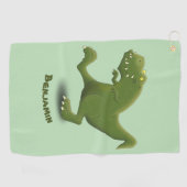 Funny T rex dinosaur cartoon humor Golfhanddoek (Horizontaal)