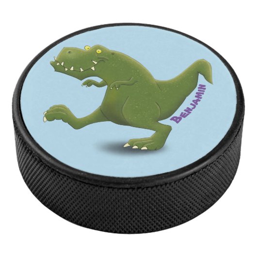 Funny T rex dinosaur cartoon humor Hockey Puck (3/4)