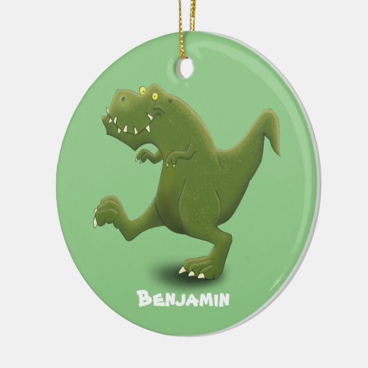 Funny T rex dinosaur cartoon humor Keramisch Ornament (Links)