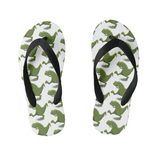 Funny T rex dinosaur cartoon humor Kinder Teenslippers (Voetbed)