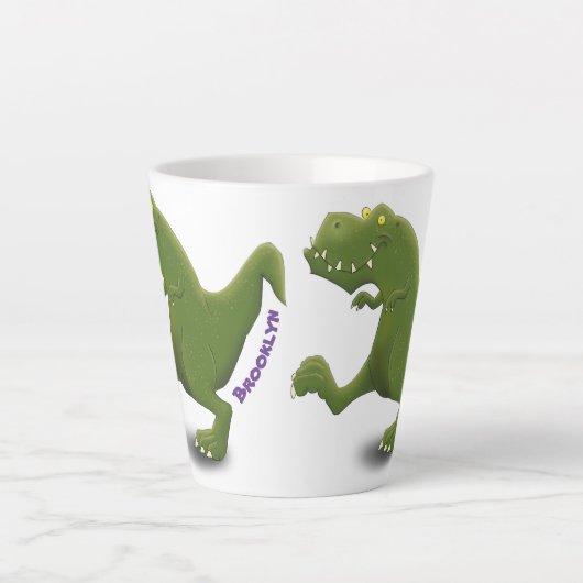 Funny T rex dinosaur cartoon humor Latte Mok (Voorkant)