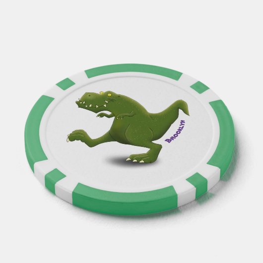 Funny T rex dinosaur cartoon humor Poker Chips (Enkel)