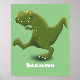 Funny T rex dinosaur cartoon humor Poster