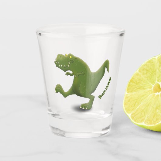 Funny T rex dinosaur cartoon humor Shot Glas (Voorkant)