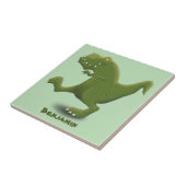 Funny T rex dinosaur cartoon humor Tegeltje (Zijkant)