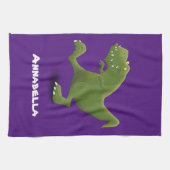 Funny T rex dinosaur cartoon humor Theedoek (Horizontaal)