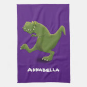 Funny T rex dinosaur cartoon humor Theedoek (Verticaal)