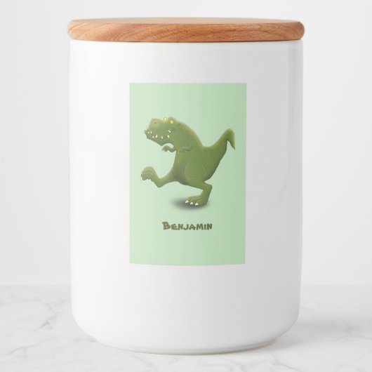 Funny T rex dinosaur cartoon humor Voedselcontainer Etiket (Voorkant)