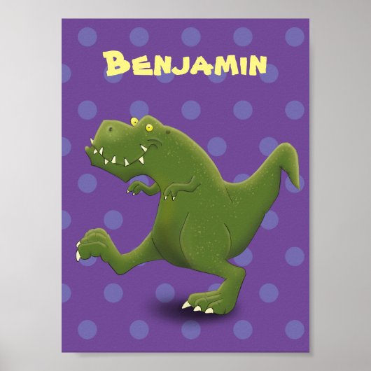 Funny t rex dinosaur cartoon poster (Voorkant)