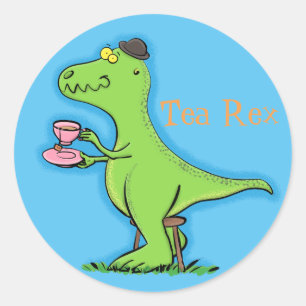 Funny T rex dinosaur cartoon Ronde Sticker